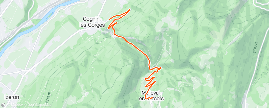 Map of the activity, Route des Gorges du Nan - Malleval Cognin les Gorges 🏃🏃🌲