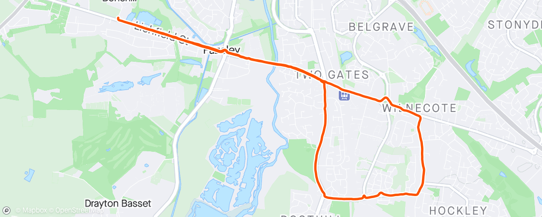 Map of the activity, Evening Run (Zone 2 Run)