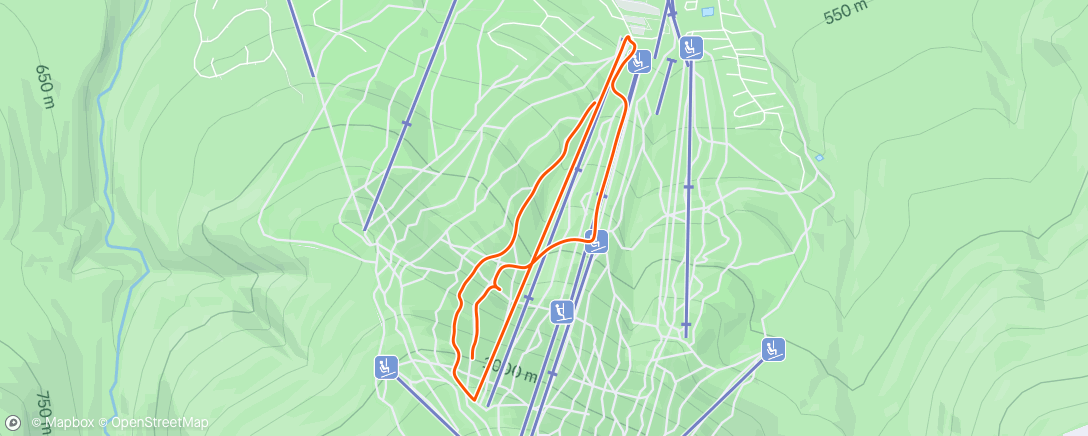 Map of the activity, Forgot to hit  Alpine Ski
