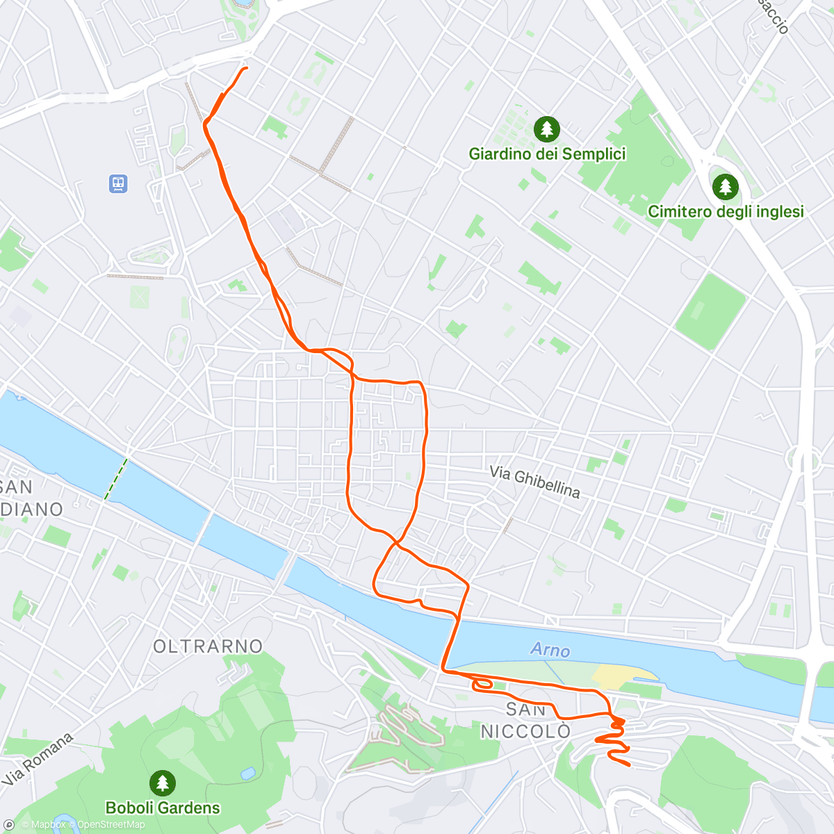 Map of the activity, Goodbye Florence run!