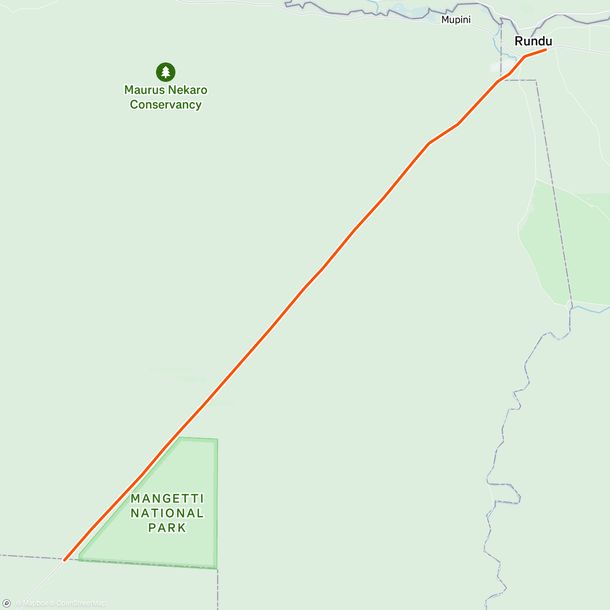 Map of the activity, Rundu - Mururani // chased by rain clouds