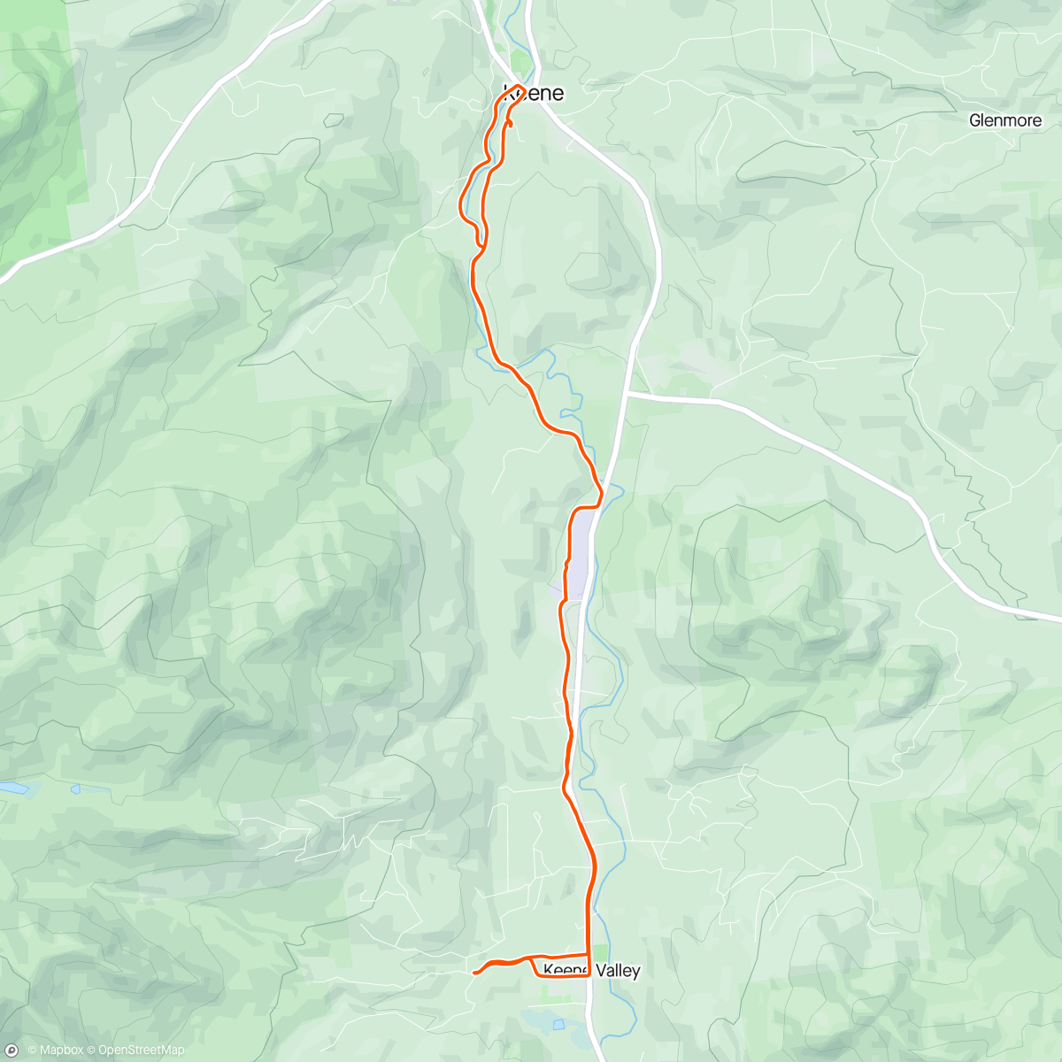 Map of the activity, Valley ride