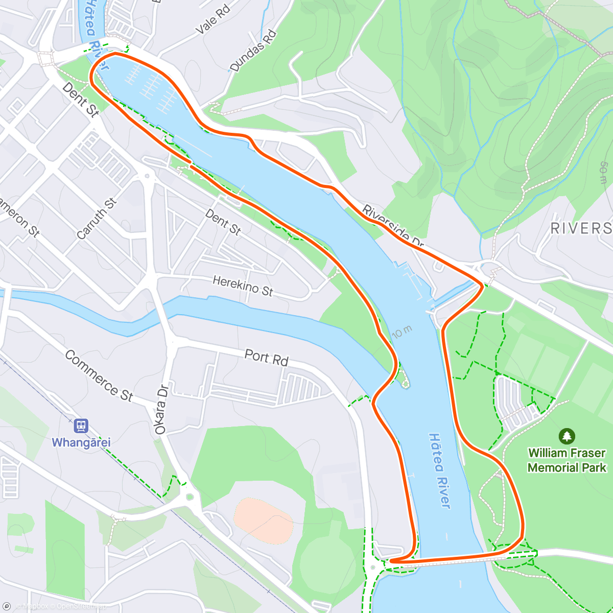 Mapa de la actividad, Nice gentle run with Corrine, Grant, Geno, and Kathryn for the 10 year Hatea loop anniversary run/walk