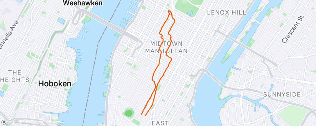 Map of the activity, walk to NYRR HQ and back