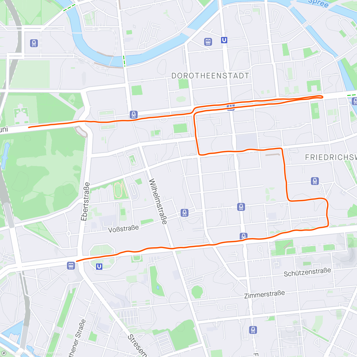 Map of the activity, Berlin Shakeout 5k