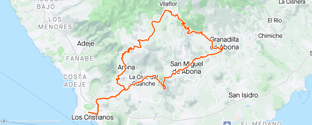 Map of the activity, Teneryfa 🌞 Los Christianos ➡️ Vilaflor