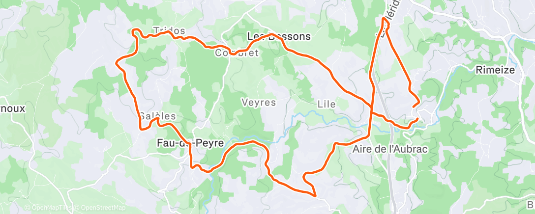 Map of the activity, Lunch Ride
