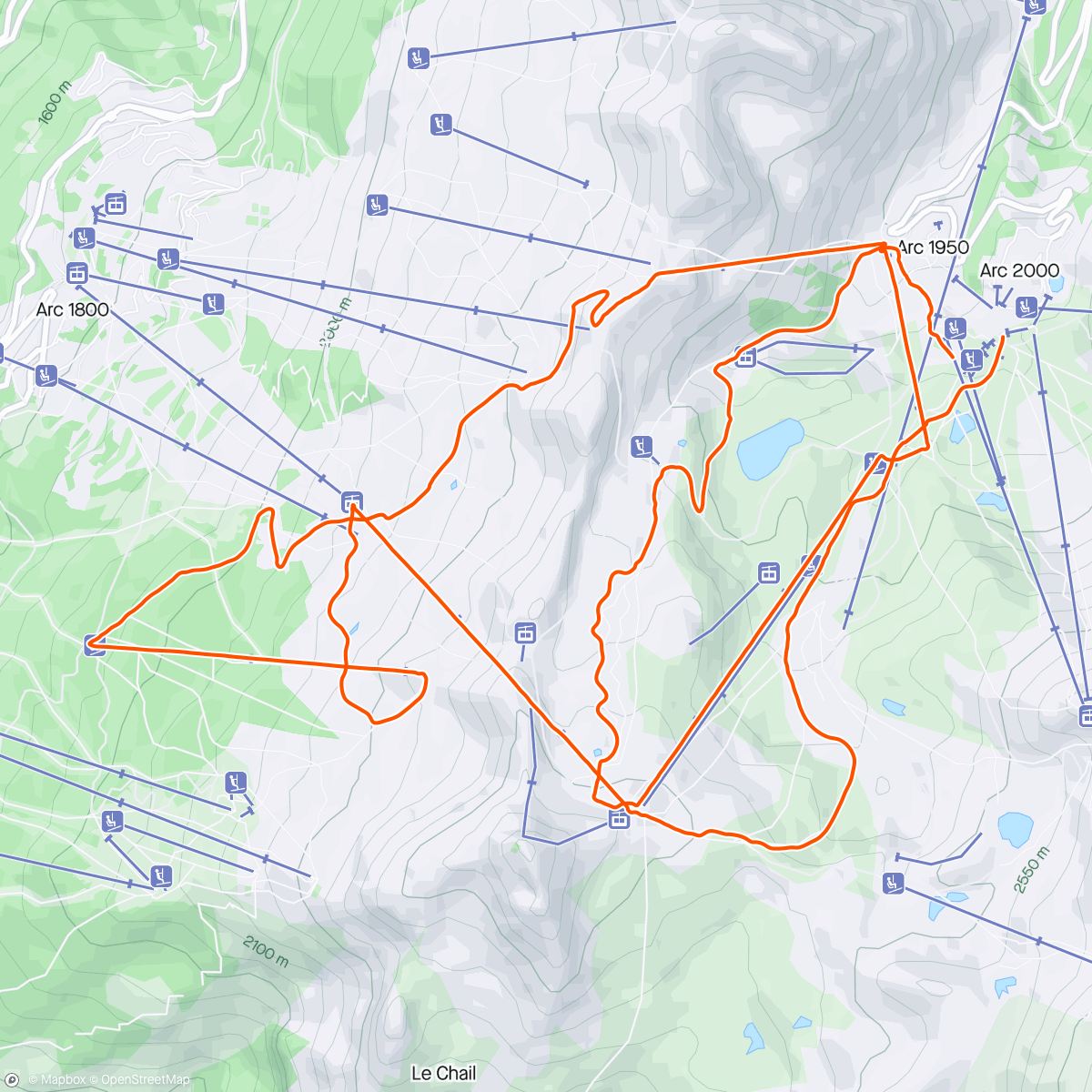 Map of the activity, Les Arcs dag 4