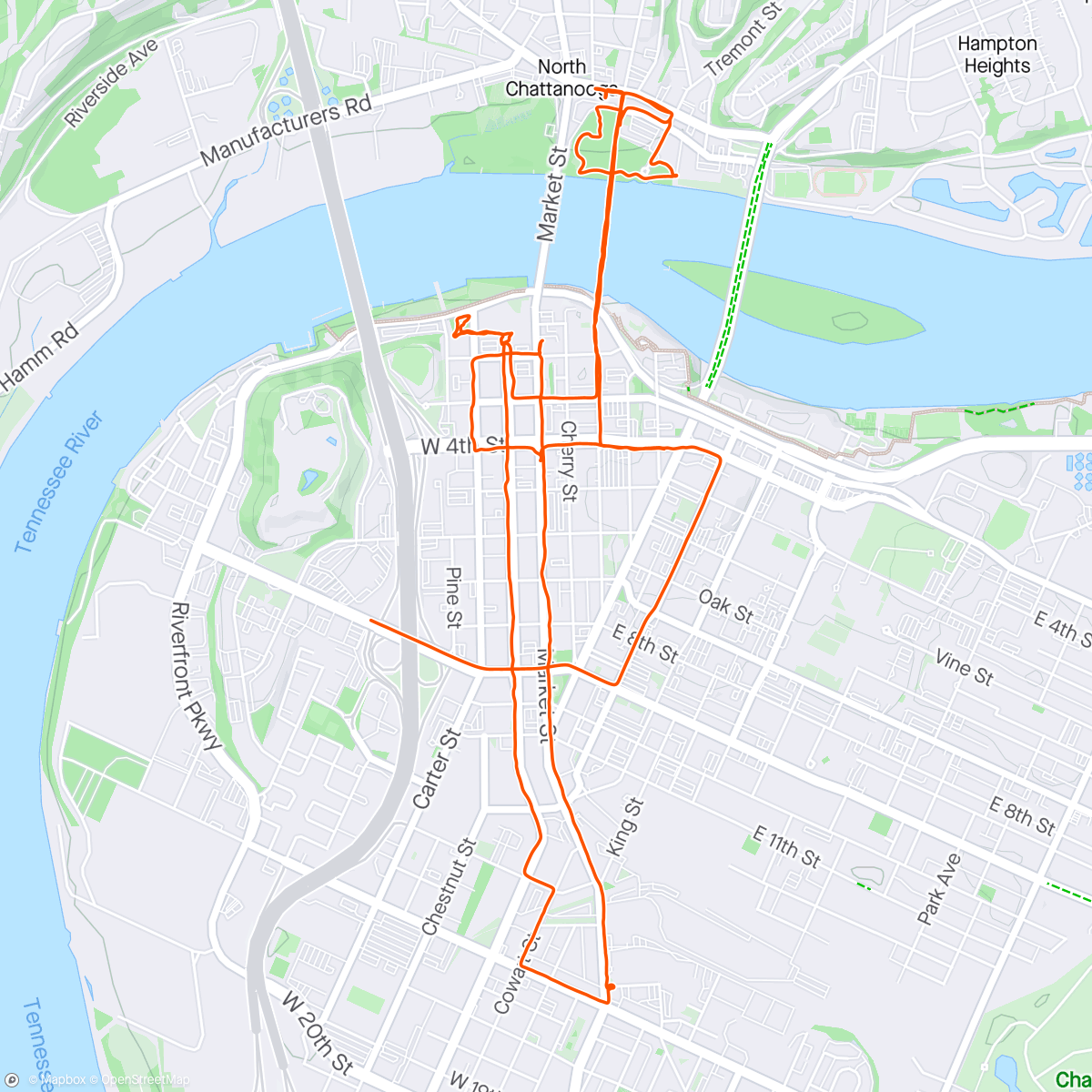 Map of the activity, Chattanooga 11yr Anniversary ride with my bride! 🥰