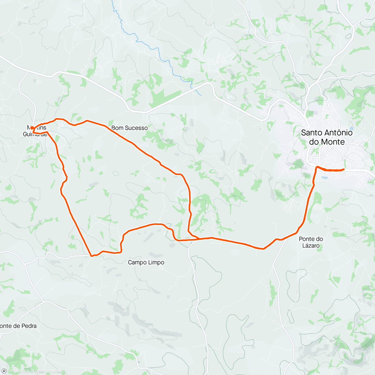 Map of the activity, Samonte a Martins Guimarães