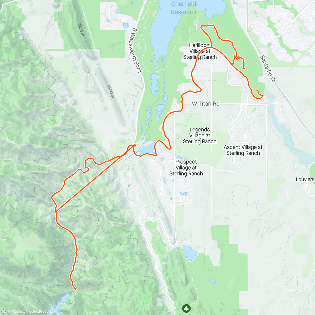 Map of the activity, Highline Canal Trail - Chatfield- Waterton canyon