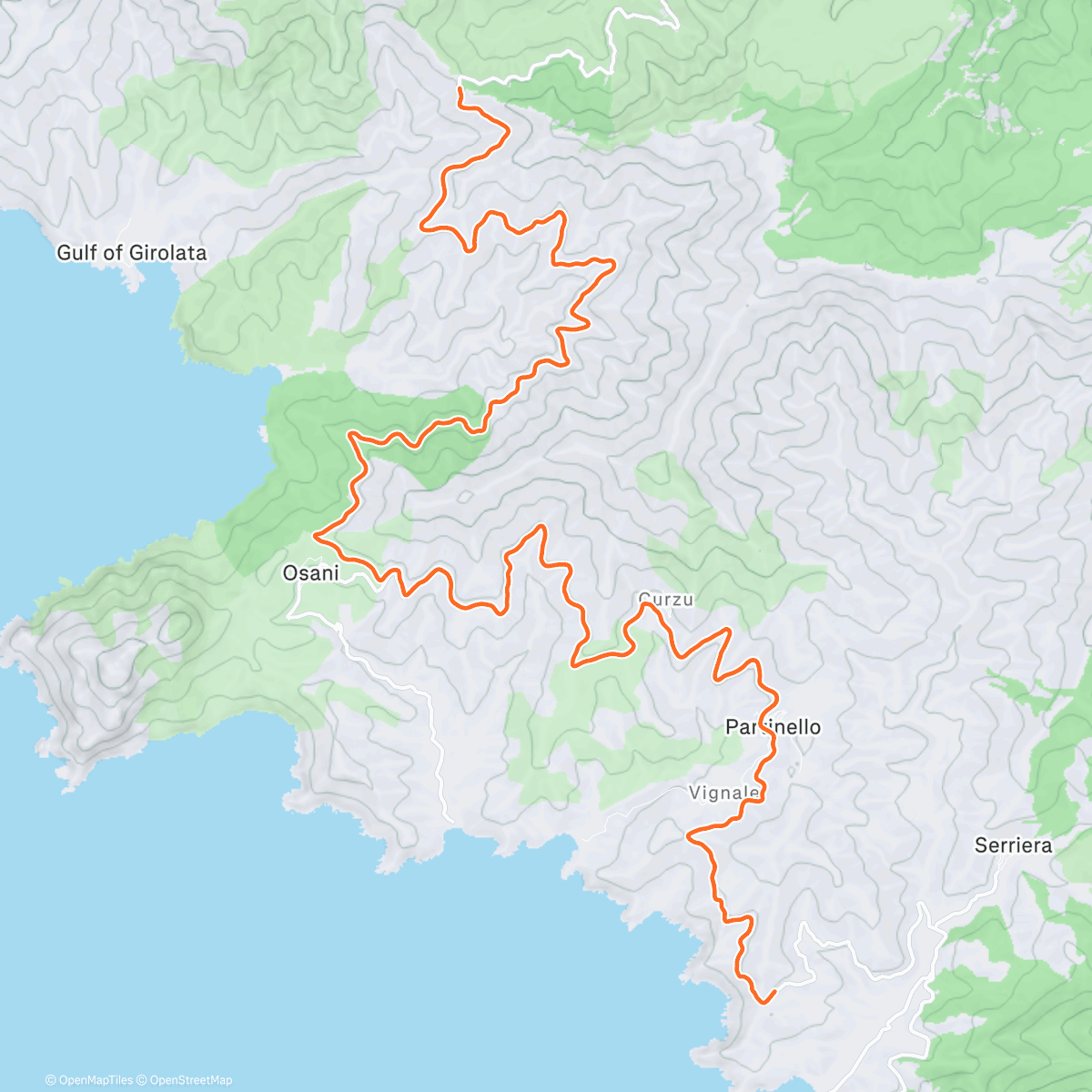 Map of the activity, ROUVY - Palmarella to Partinello | Corsica