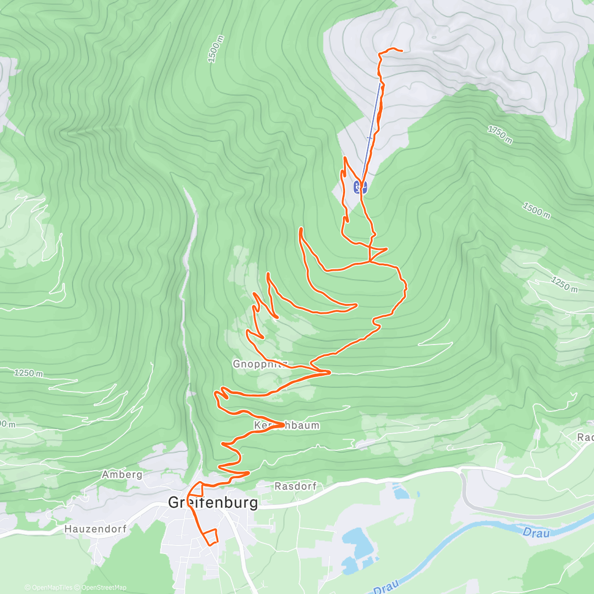 Map of the activity, Afternoon Run