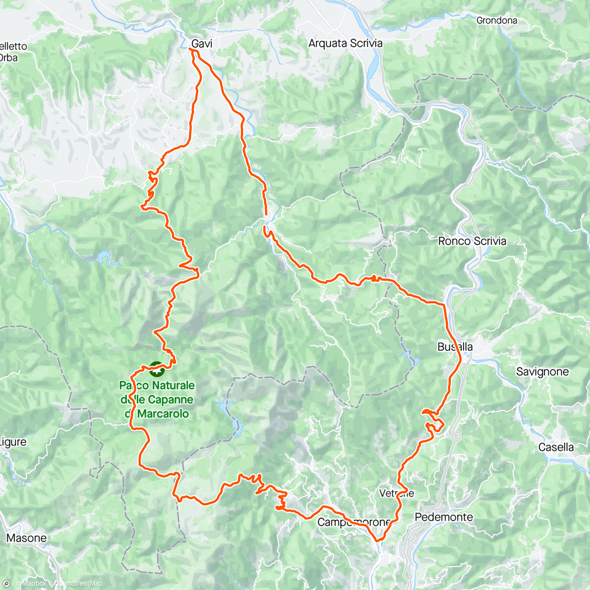 Map of the activity, Voltaggio - Gavi - Brisco - Capanne - Praglia - Giovi - Castagnola - Voltaggio