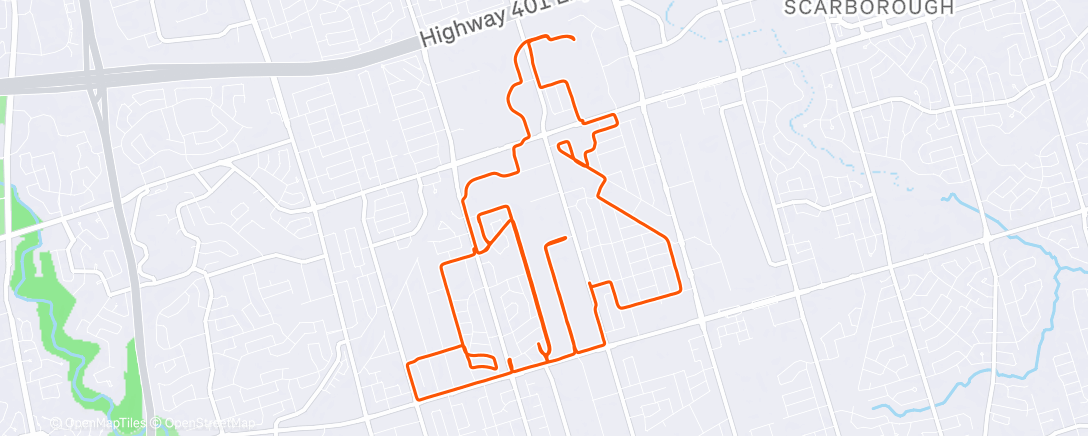 Map of the activity, Afternoon Run