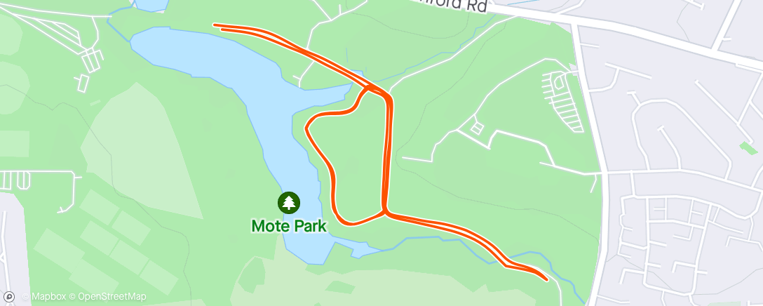 Map of the activity, Mote Park. Walk/run at easy pace