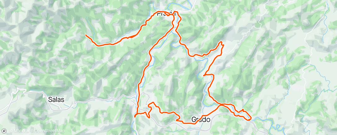 Map of the activity, Cabruñana por la Doriga, Valduno, las Canales, puente la Tienda