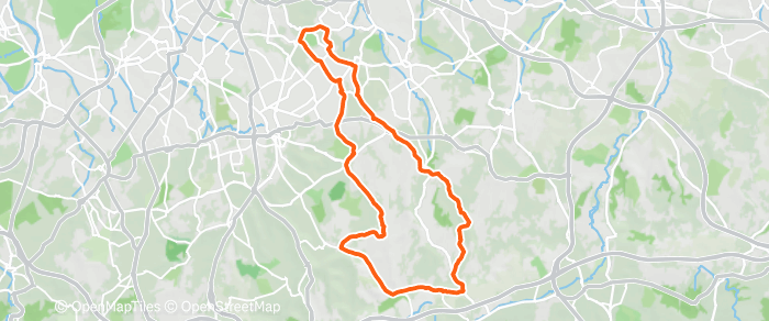 Route map for KESTON (CAFE AT END) – ST GERMAIN CAFE – G1/2 32MI 1900FT G3 29MI 1400FT
