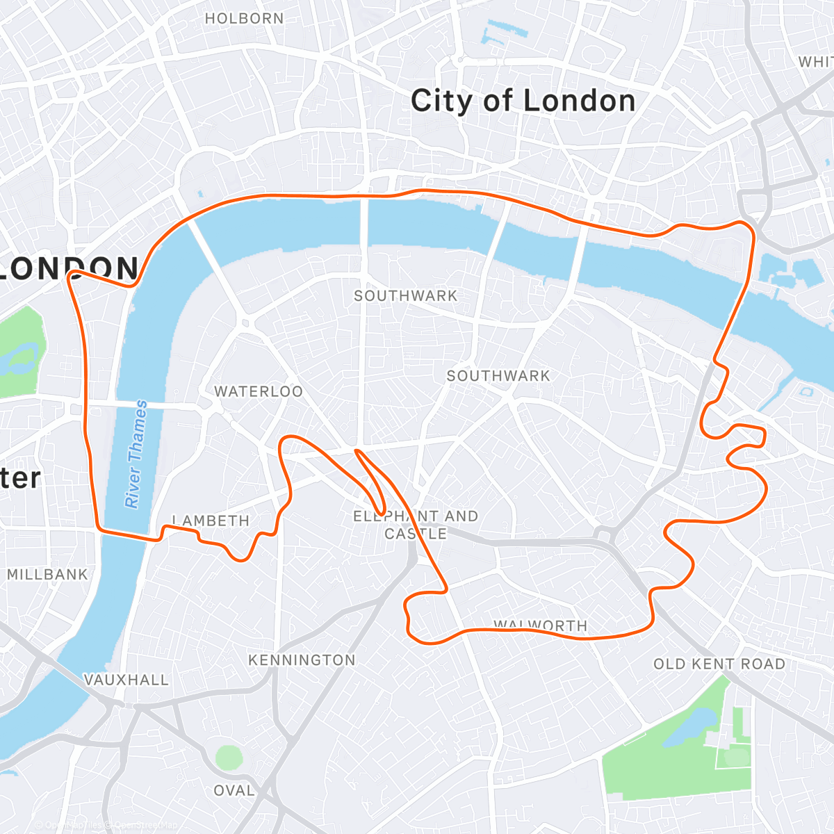 Map of the activity, Zwift - Group Ride: Leader Cycling Team Long Vo2max Intervals on London Loop Reverse in London