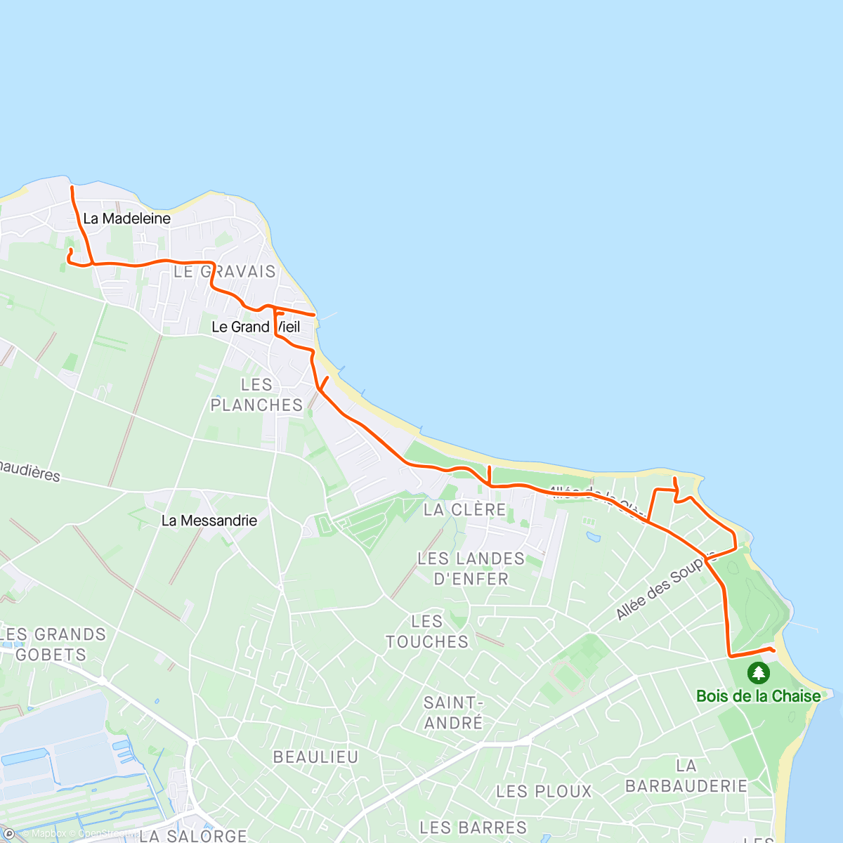 Карта физической активности (Dernier tour des superbes plages avoisinantes de Noirmoutier-en-l’Île)