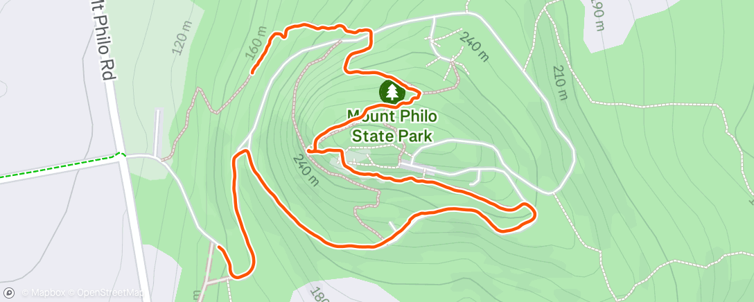 Map of the activity, Mt Philo hike