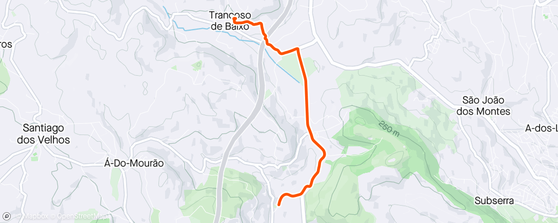 Map of the activity, Volta de bicicleta de montanha na hora de almoço