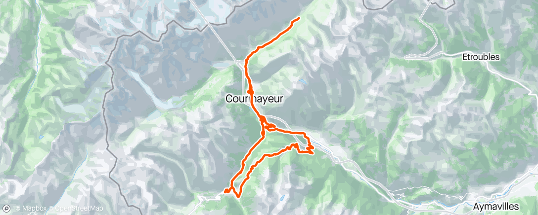 Mapa de la actividad, Colle san Carlo, la Thuile, val Ferret