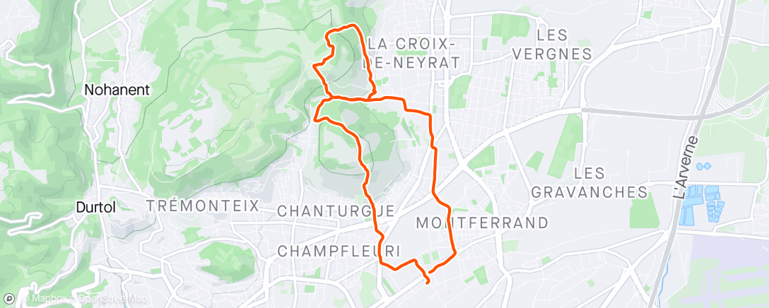 Map of the activity, Footing du Lundi midi
