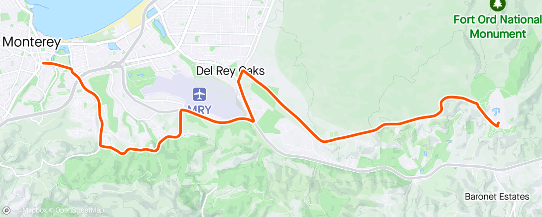 Map of the activity, Ride from Laguna Seca