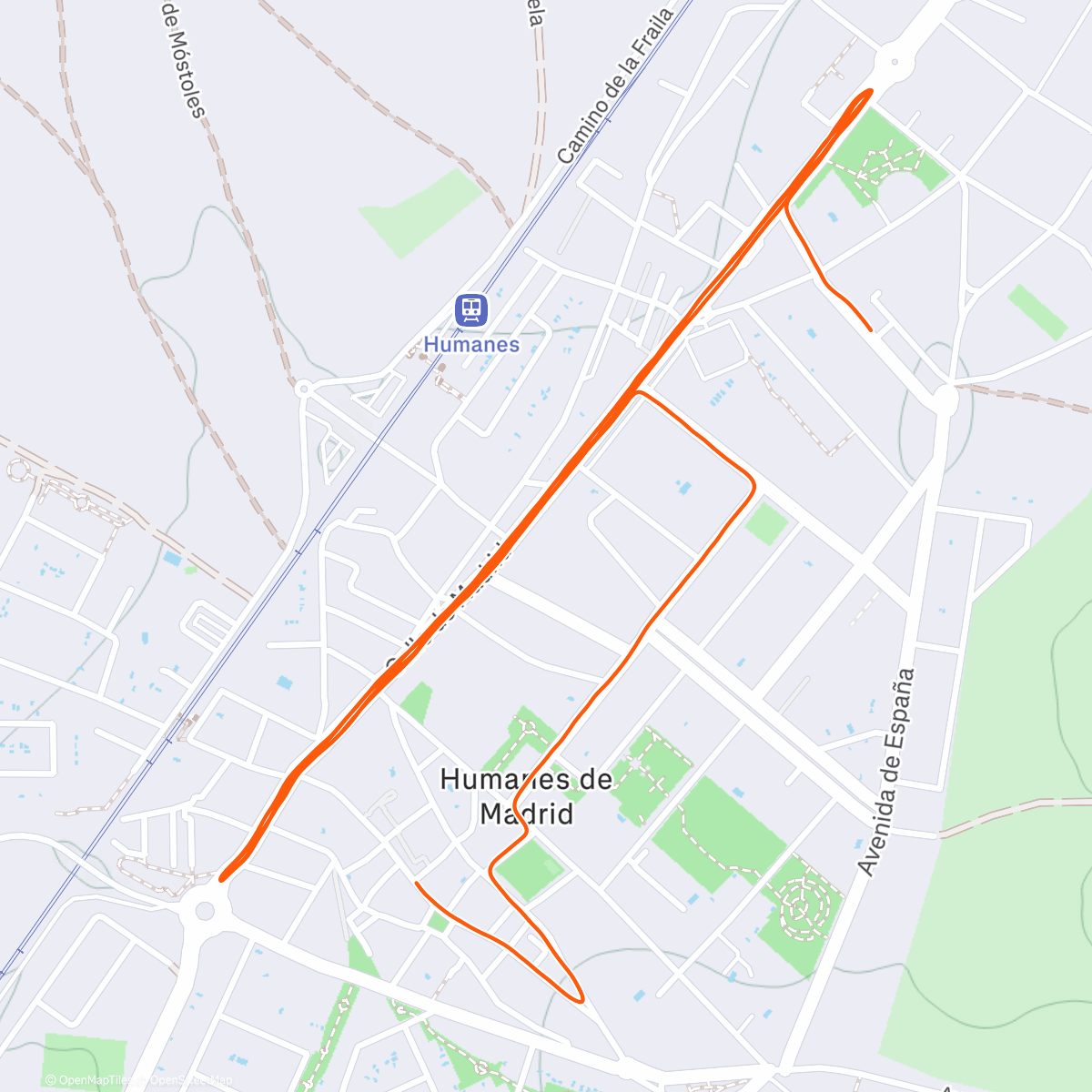 Map of the activity, San silvestre Humanes