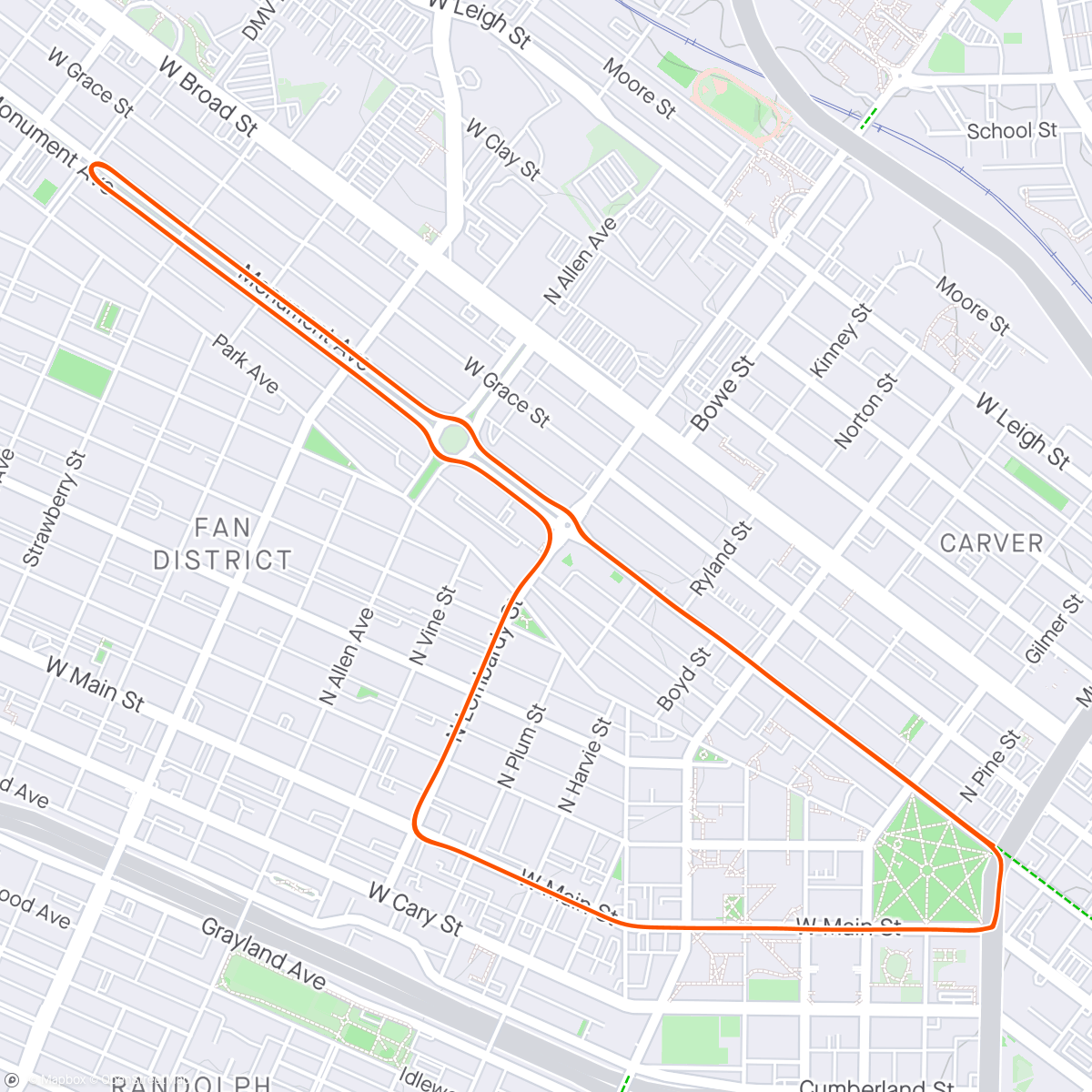Map of the activity, Zwift - HIIT 80% FTP #2 in Richmond