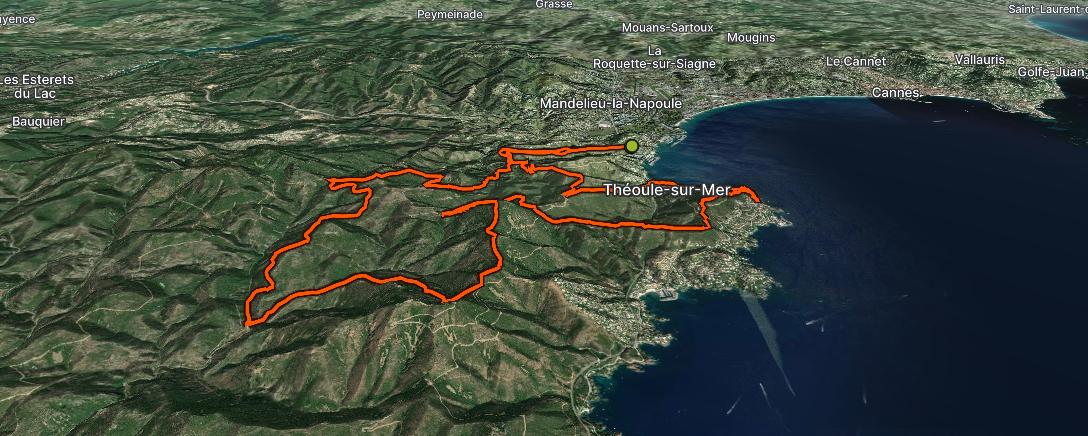 Map of the activity, Sortie Trail sur le parcours des Balcons d'Azur avec mon Laulau...en zone bleue tendance violette