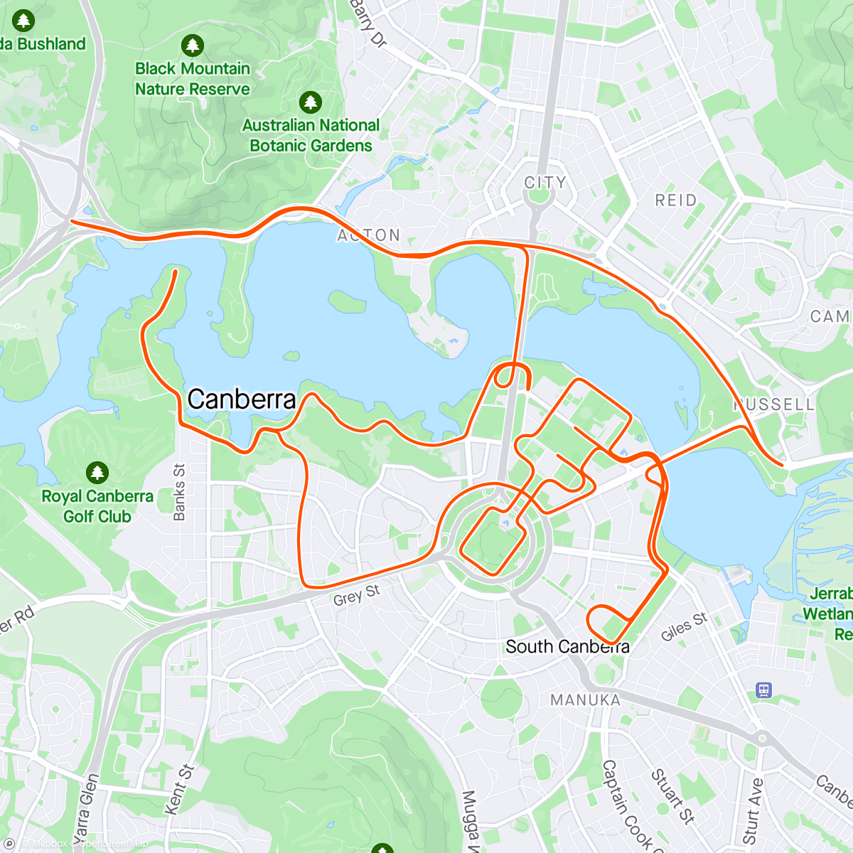 Map of the activity, Canberra marathon