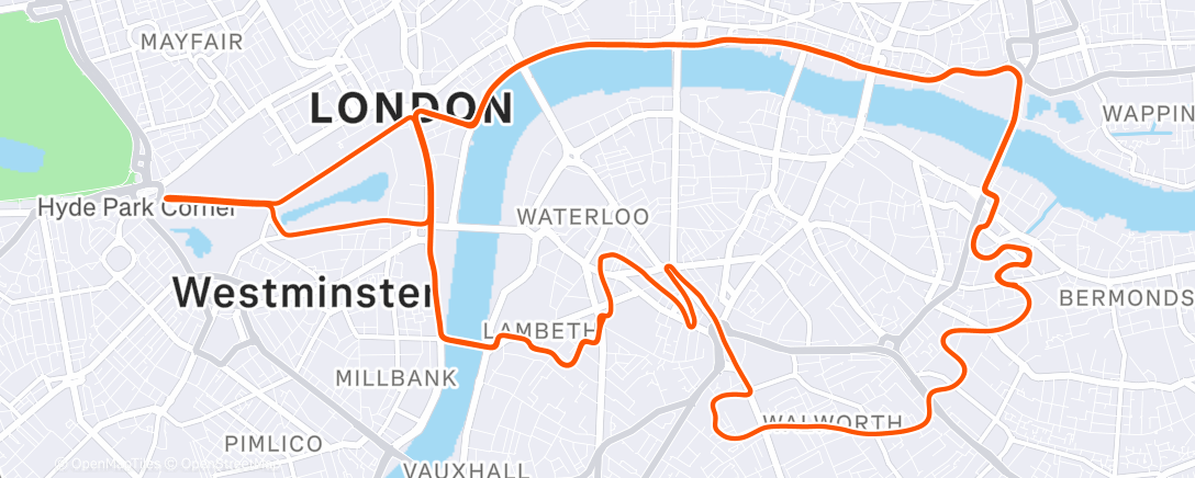 Map of the activity, Zwift - 4x4min torque blocks on The PRL Half in London
