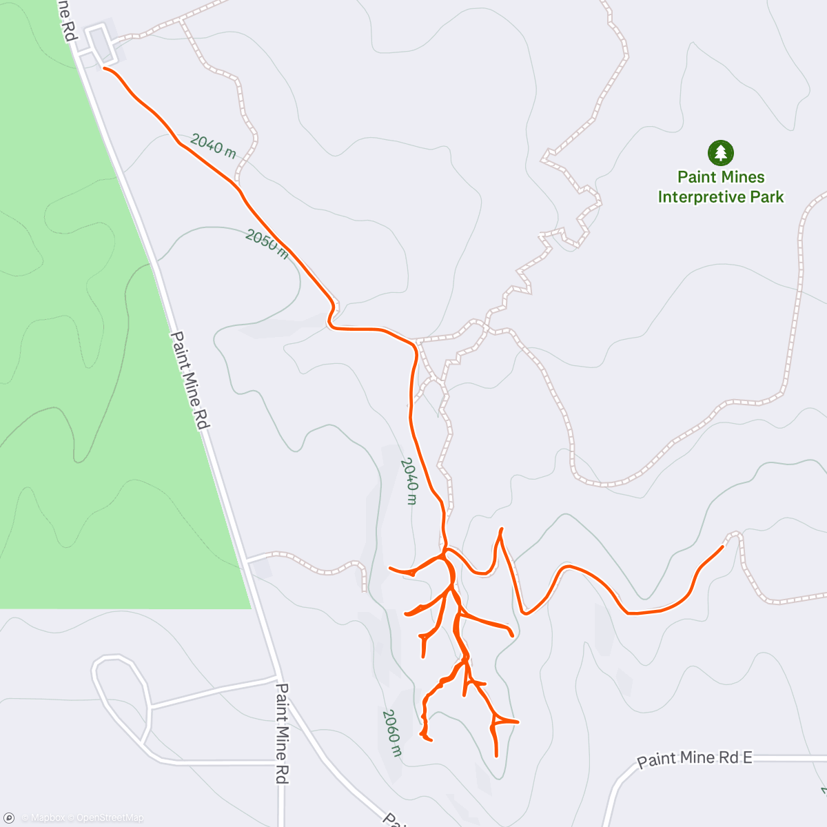 Map of the activity, Paint Mines hiking and exploring w/ Haley Ray