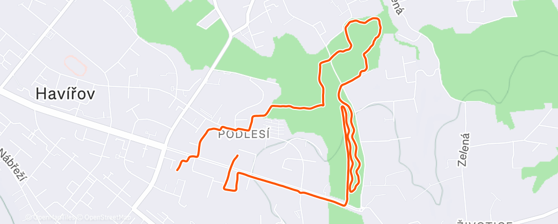 Map of the activity, Afternoon Trail Run