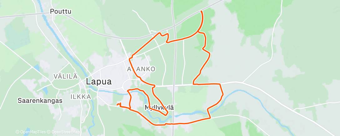Map of the activity, Afternoon Run