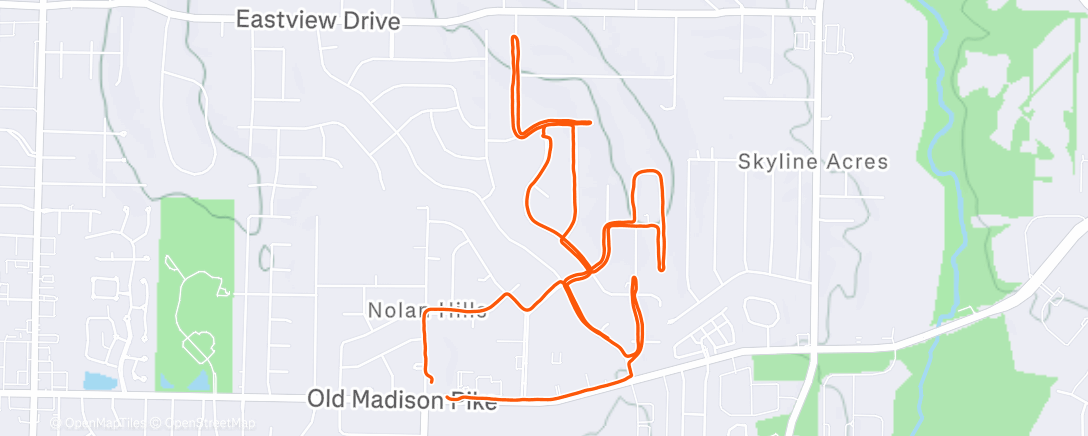 Map of the activity, I used to do these hills on the bike. Caught in a hailstorm