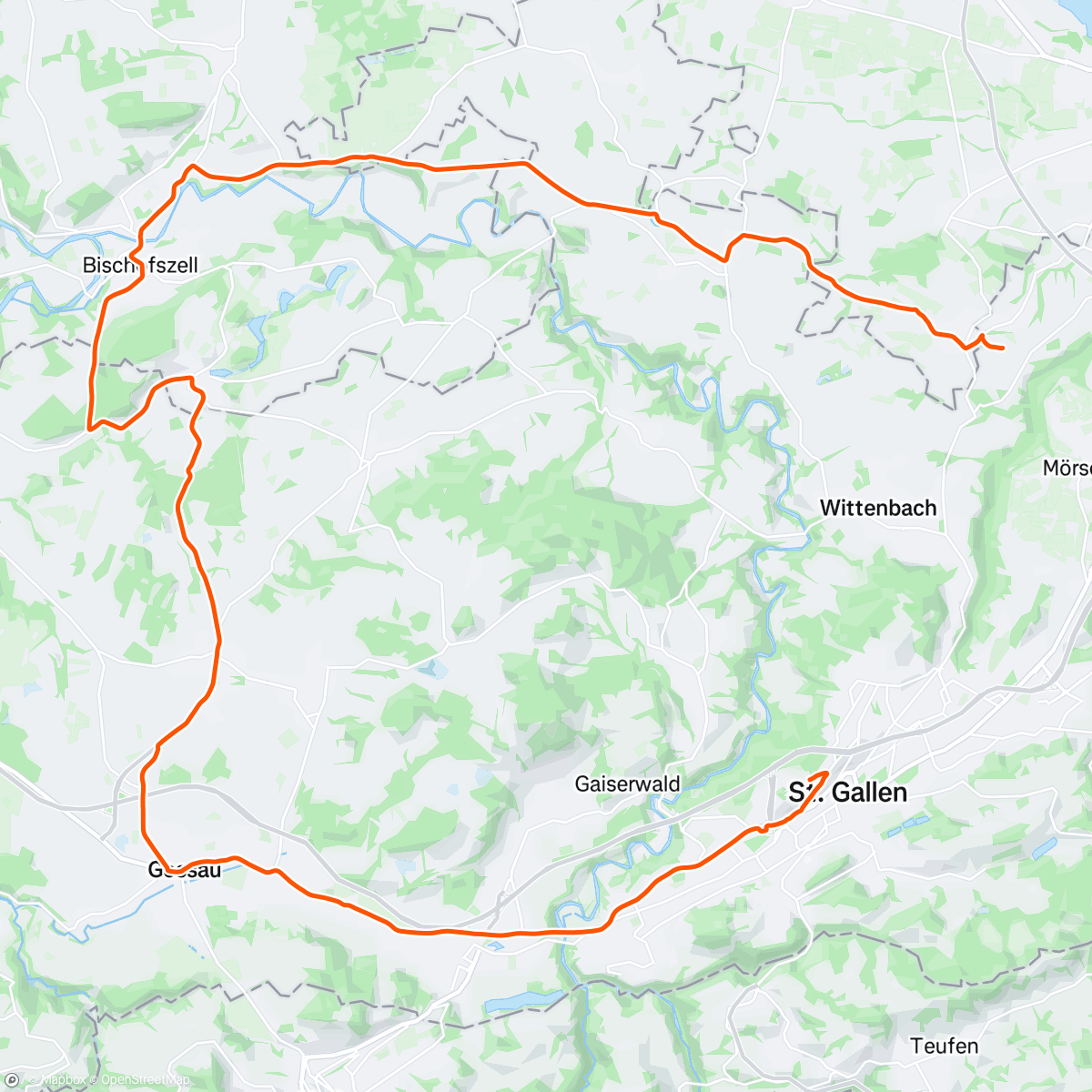 Map of the activity, Radfahrt am Mittag