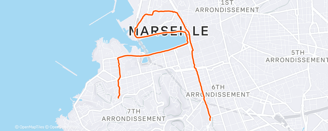 Map of the activity, Course à pied en soirée