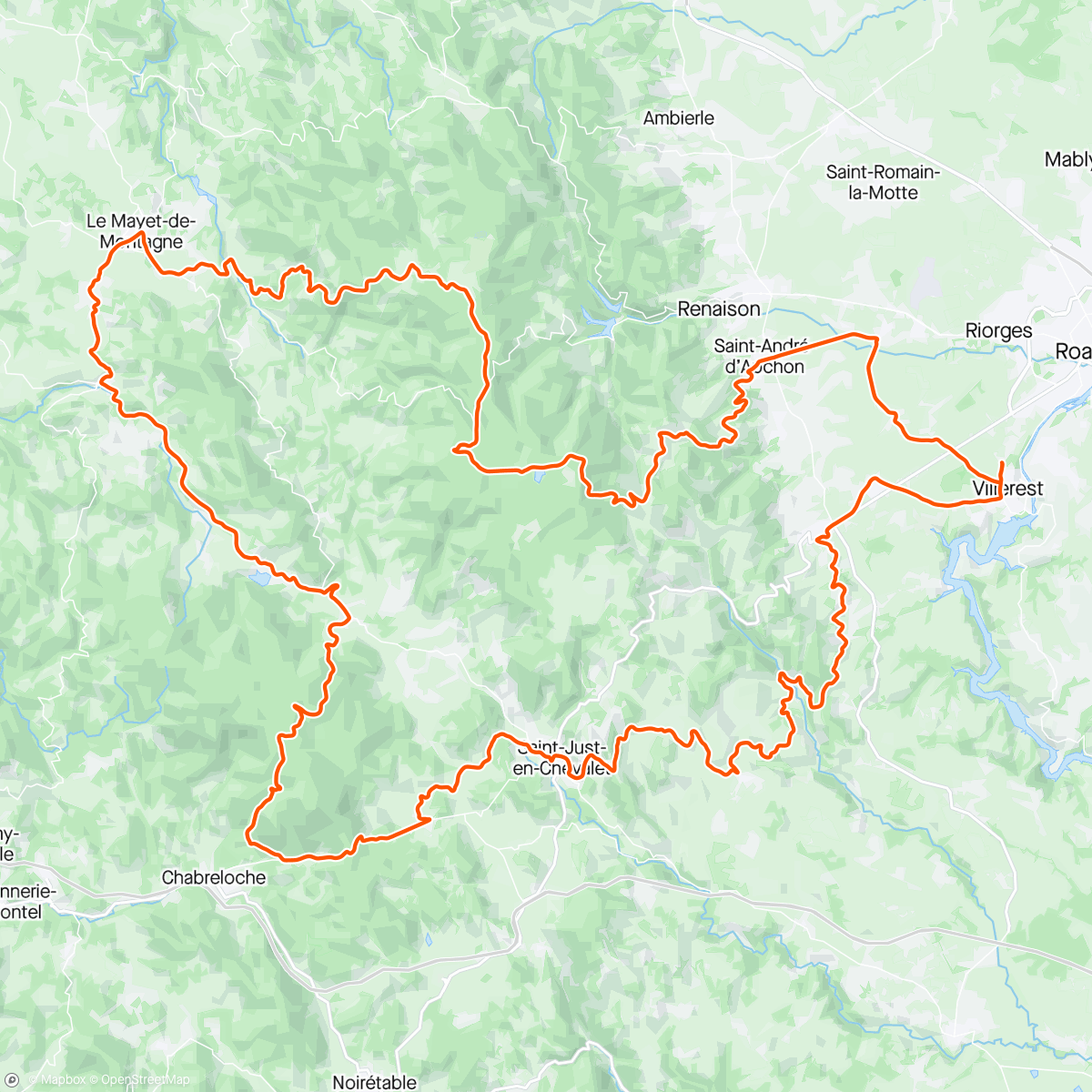 Map of the activity, S30 Merc SF Roanne J4 Les Monts de la Madeleine ( 4 petits cols)