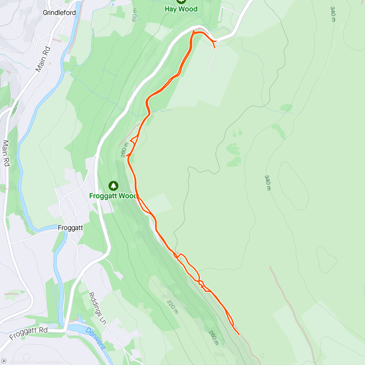 Map of the activity, Froggart and Curbar edge.
