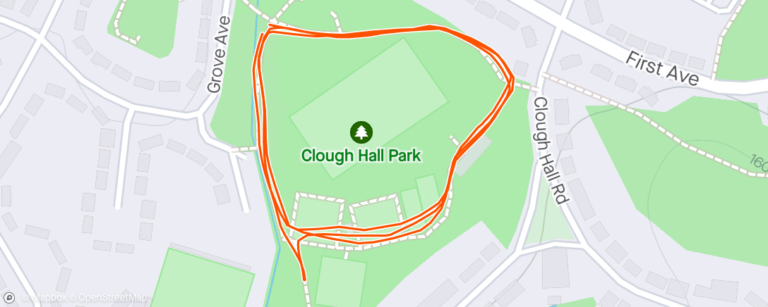 Map of the activity, Clough Hall Junior Parkrun Pacing Sienna