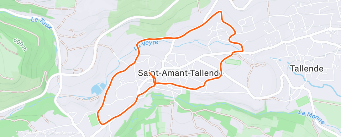 Map of the activity, Course à pied dans l'après-midi