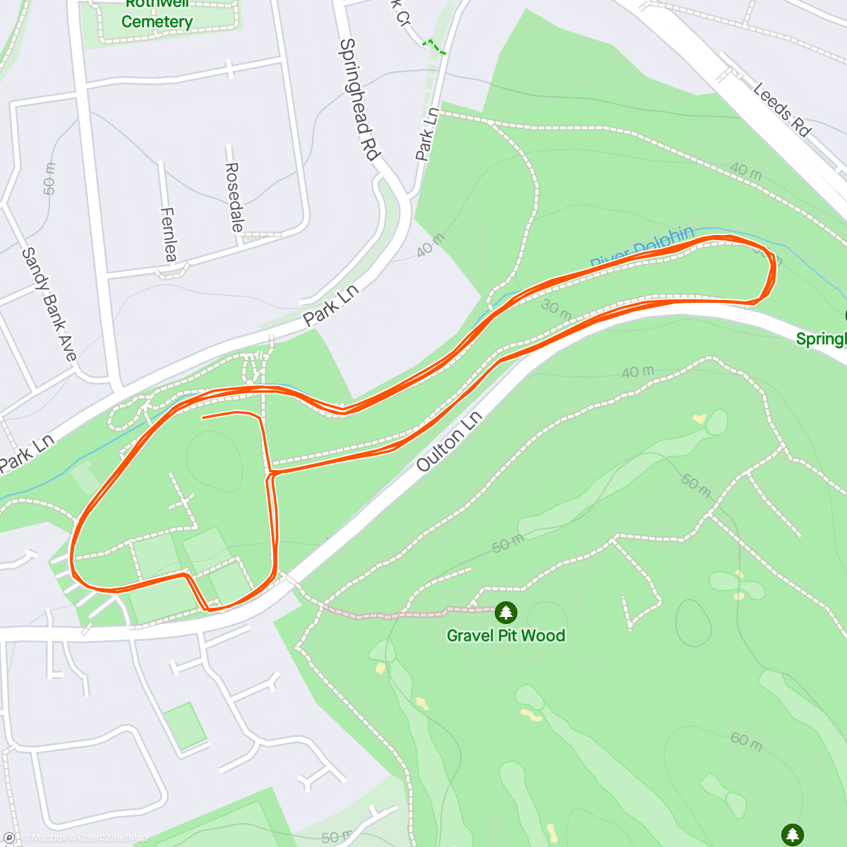 Map of the activity, Rothwell parkrun in memory of Don