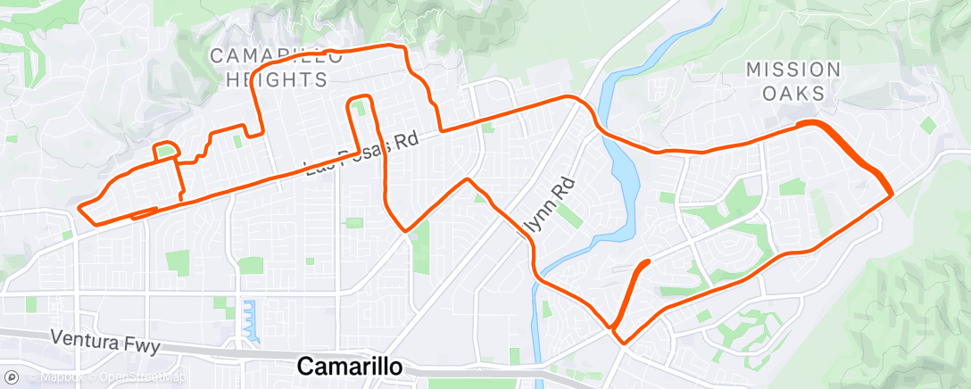 Map of the activity, Camarillo Loop