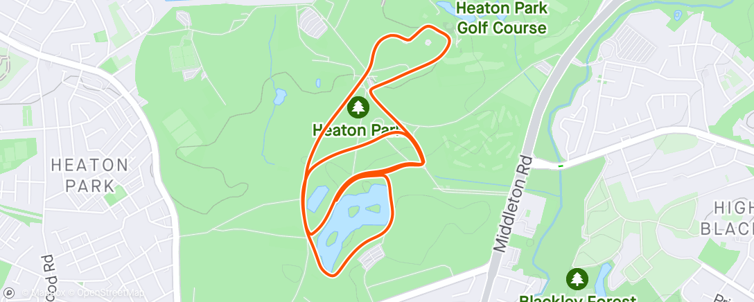 Map of the activity, Heaton #parkrun