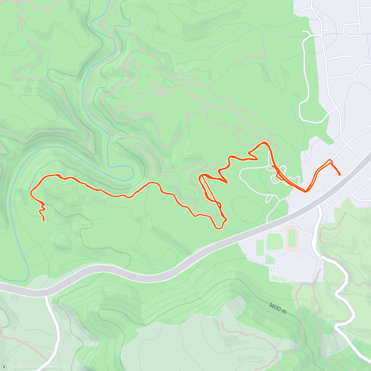 Map of the activity, Broken dropper cable to ebike to sunset