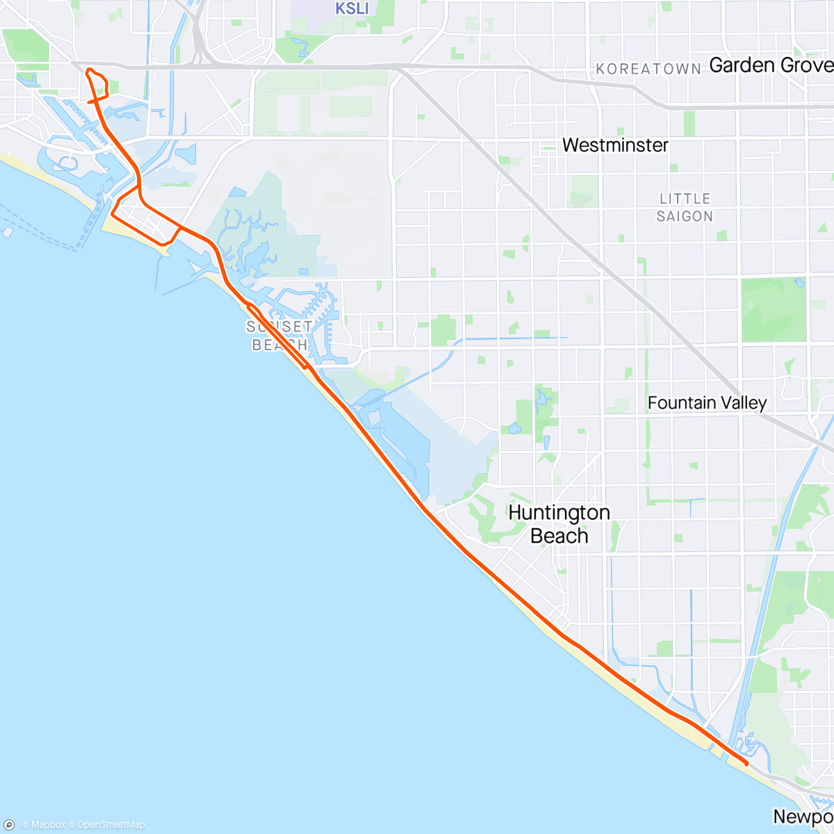 Map of the activity, Newport Beach - Recovery Ride