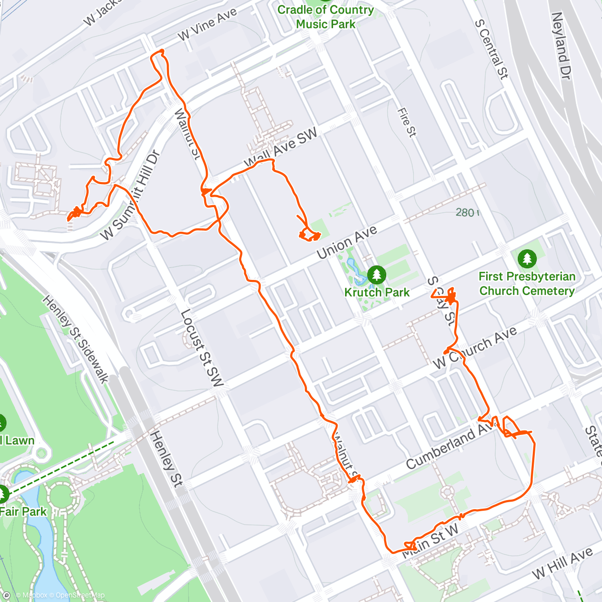 Map of the activity, Knoxville Civil War History Walking Tour